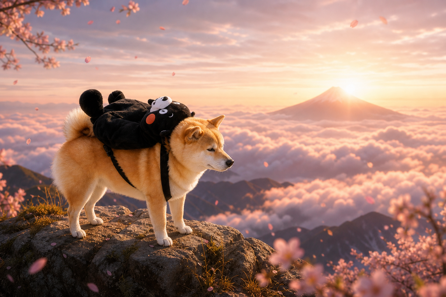 Marutaro at sunrise near Mount Fuji