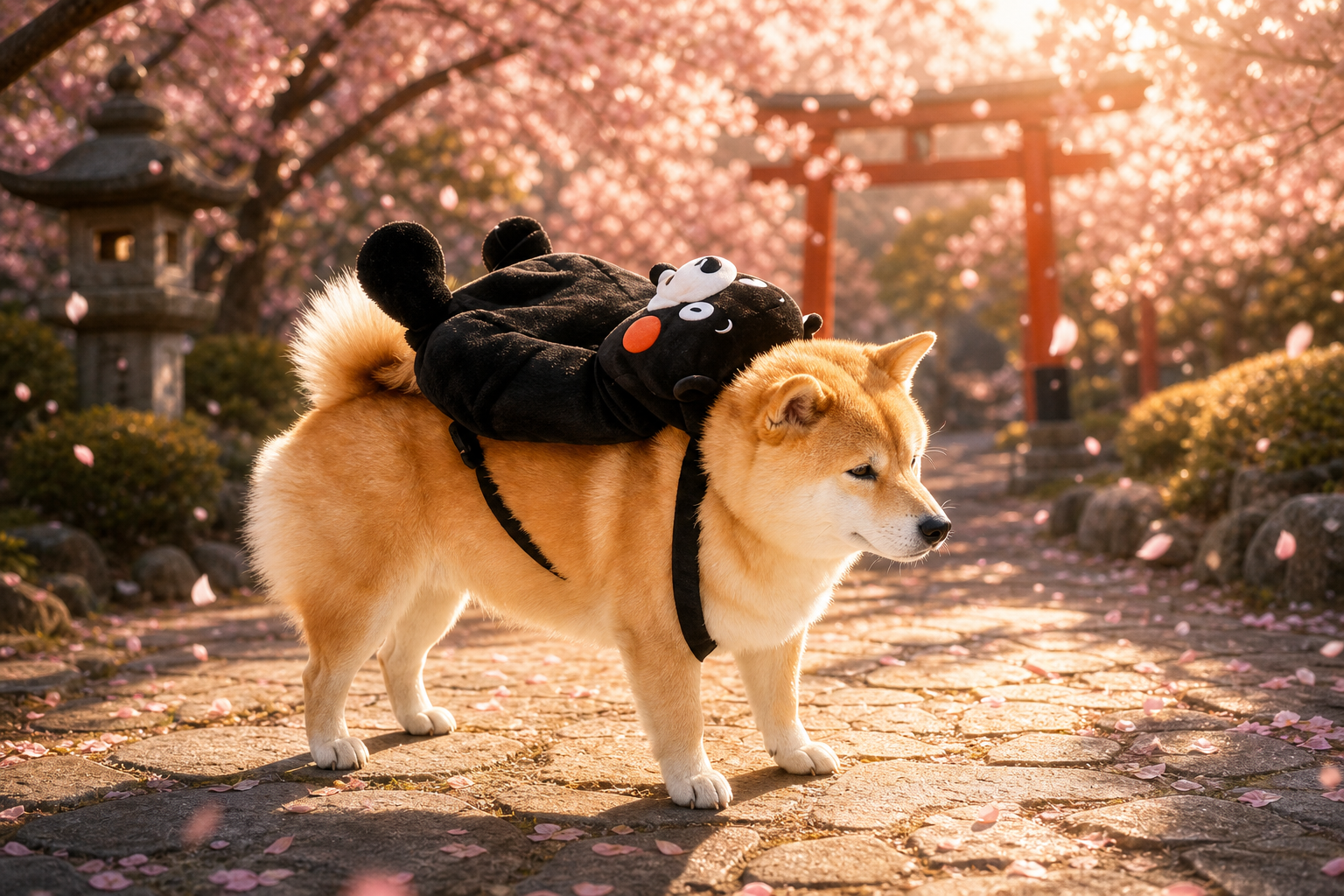 Marutaro on a cherry blossom path