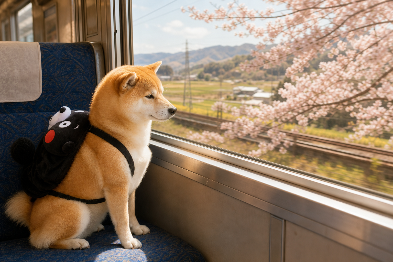 Marutaro on a Japanese train journey
