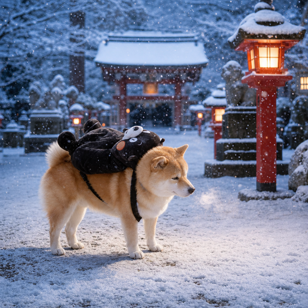 Marutaro at a snowy shrine
